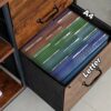 Finnhomy 3-Drawer Mobile File Cabinet for Home Office, Fabric Lateral Filing Cabinet with Wooden Board, Printer Stand with Open Storage Shelves f