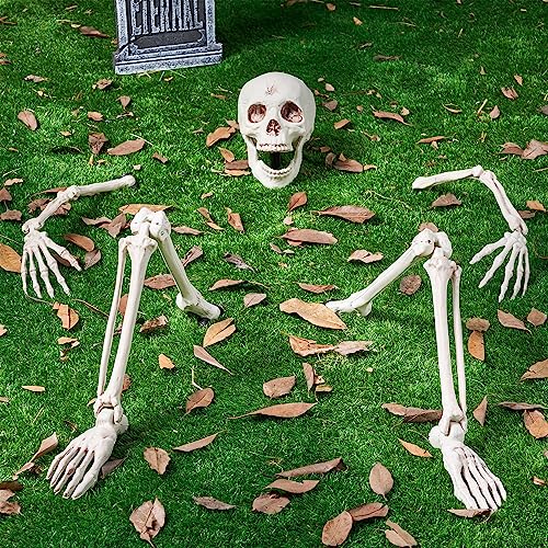 JOYIN 5 PCS Life Size Groundbreaker Skeleton Stakes Halloween Decorations, Full Body Skeleton Yard Stake Realistic Yard Lawn Garden Stakes for Ha