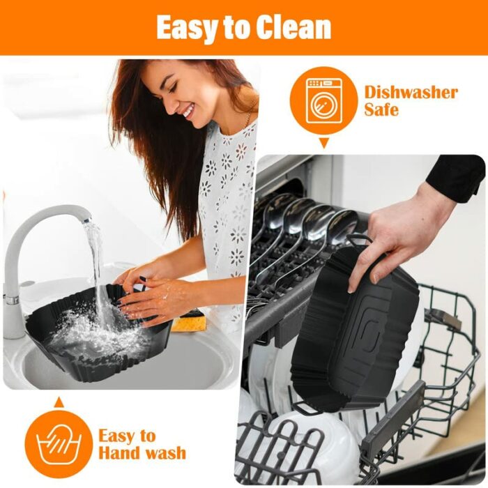 3PCS Silicone Air Fryer Liner 7.7Inch Air Fryer Silicone Basket Pot Reusable Non-Stick Waterproof Airfryer Baking Mould Food Grade Air Fryer Sili