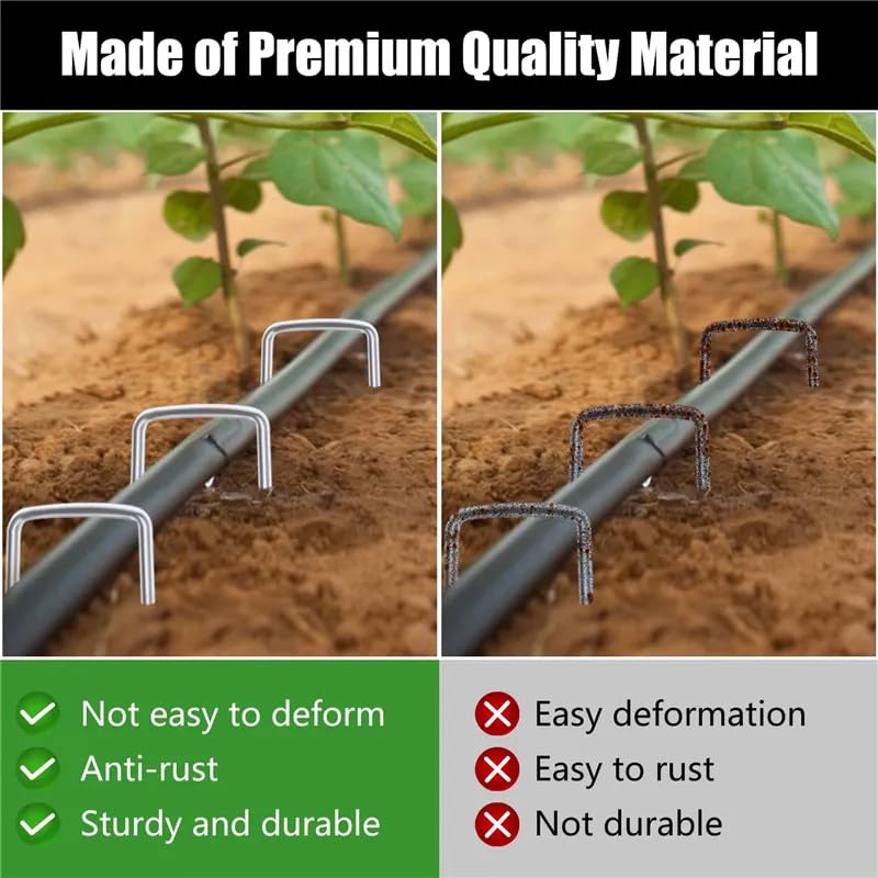 LawnScape 50 Heavy Duty Weed Membrane Pegs | 15 cm Long 3mm Thick Rust Free Galvanized Steel Installation of Weed Control Membrane and Artificial