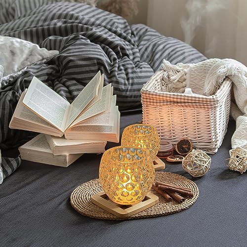 HIYAA LED Candles, 6 Pack Round Crystal Battery Operated Candles, Realistic Warm Light LED Flameless Candles for Wedding Party Christmas Hallowee