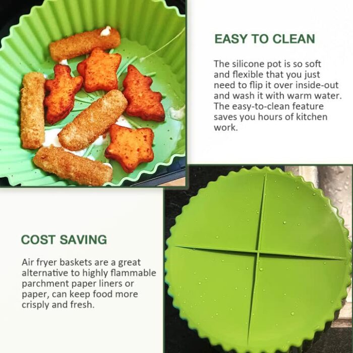 2 Pack Air Fryer Silicone Pot Liners, Replacement of Parchment Paper Liners, Non-Stick Reusable Air Fryer Liners (Top6.3"+Bottom5.3'')