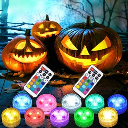 wucgea Mini Pumpkin Lights - Battery Operated Jack O Lantern Lights/Color Changing Small RGB Led Lights for Inside Pumpkin with Remote/Mini Candl