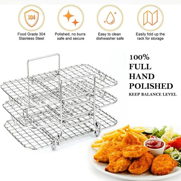 Air Fryer Rack for Ninja Dual Air Fryer,Multi-Layer Rack 304 Stainless Steel Air Fryer Accessories,Layered Dehydrator Racks,Air Fryer Rack for Ni