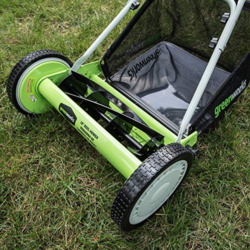 GreenWorks 25052 16-Inch Reel Lawn Mower with Grass Catcher