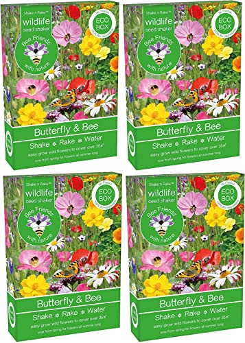 Bee Friends Butterfly & Bee Flower Seeds Shaker Box (15g) x 4