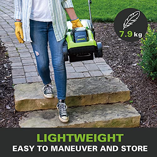 Greenworks G24LM33 Cordless Lawnmower for Smaller Lawns up to 280m², 33cm Cutting Width, 30L Bag WITHOUT 24V Battery & Charger, 3 Year Warranty