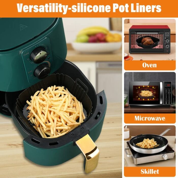 3PCS Silicone Air Fryer Liner 7.7Inch Air Fryer Silicone Basket Pot Reusable Non-Stick Waterproof Airfryer Baking Mould Food Grade Air Fryer Sili