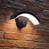 Auraglow Integrated LED Motion Sensor PIR Outdoor Wall Light Fixture Security Lamp in Modern Weatherproof (IP54) Black Arch Design – for Porch, G