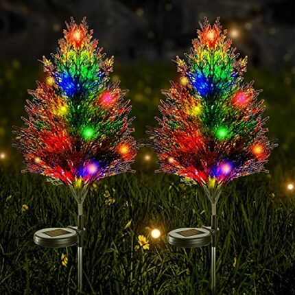 Solar Lights Outdoor Garden 2PCS, Solar Ground Lights IP65 Waterproof, Yard Decoration Solar Power Stake Led Outdoor Lighting Colourful Flickerin