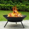 Amagabeli Fire Pits for Garden 56.8cm Premium Steel Fire Bowl Outdoor Fire Brazier for Garden BBQ Patio Heater Camping Portable Fire Basket Chimn