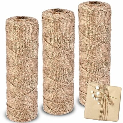 Cieex Jute Twine String 1.5mm Natural Jute Rope Roll 2 Ply Jute String for DIY Craft Garden twine (300M)