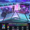 Cyclysio L Shaped Desk with Hutch, Reversible L-Shaped Gaming Desk with LED Lights and Power Outlets, Corner Computer Desk Gaming Desk with Stora