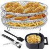 3 Stackable Dehydrator Racks with Clip, Round Air Fryer Rack for Ninja Air Fryer, Stainless Steel Air Fryer Basket Tray, Multi-Purpose Air Fryer