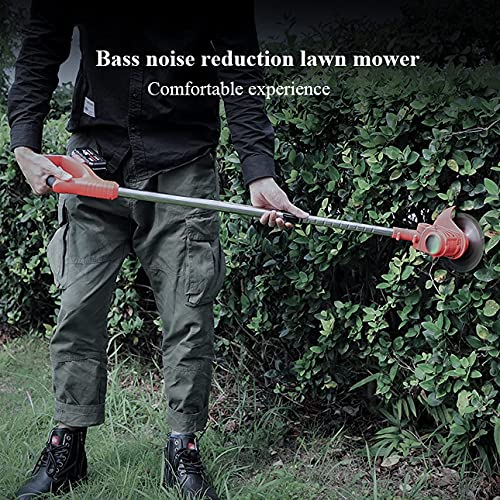 FSCLJ Electric Cordless Grass Trimmer Lawn Mower 21v 2000mah Lithium-ion Portable Cordless Grass Brush Cutter Trimming Garden Tools (Complete Acc