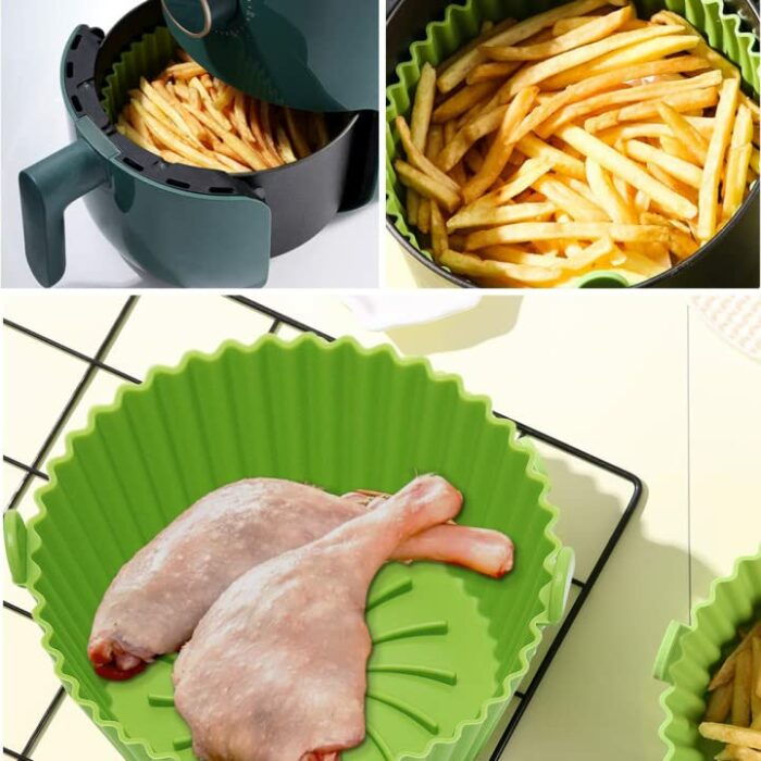 2 Pack Air Fryer Silicone Pot Liners, Replacement of Parchment Paper Liners, Non-Stick Reusable Air Fryer Liners (Top6.3"+Bottom5.3'')