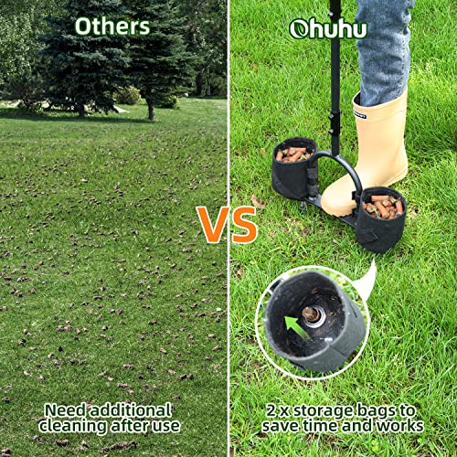 Ohuhu Lawn Aerator Tool, Lawn Aerator Hollow Tine Aerator Manual Aeration Tool with Storage Bags and Cleaning Tool, Heavy Duty Grass Aerators Loo