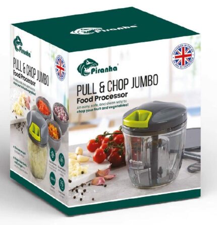 PIRANHA Pull & Chop (JUMBO) Food Processor, Multi-Function Manual Food Processors & Hand Chopper/Mixer/Blender (9OOml)