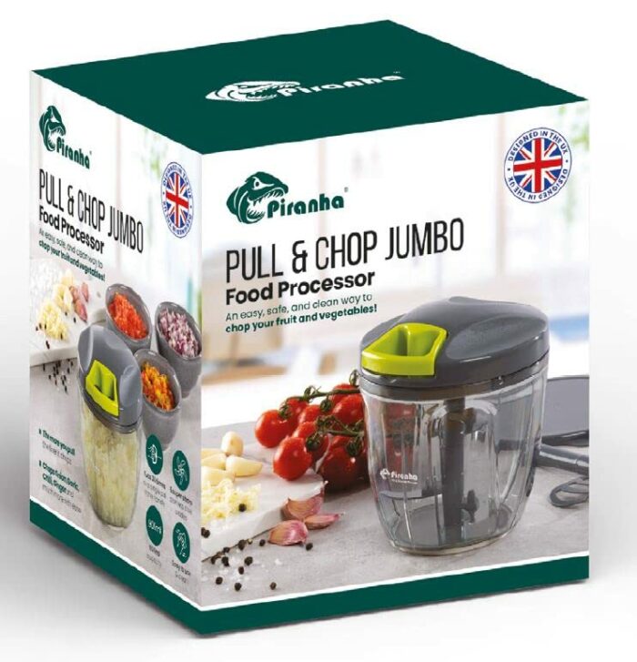 PIRANHA Pull & Chop (JUMBO) Food Processor, Multi-Function Manual Food Processors & Hand Chopper/Mixer/Blender (9OOml)