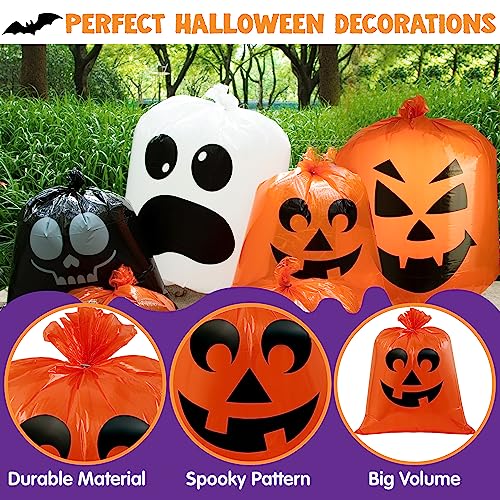 JOYIN 6 PCS Halloween Lawn Leaf Bags Plastic Outdoor Fall Leaf Trash Bag Halloween Unique Pattern Lawn Bags for Fall Decorations Outdoor Hallowee