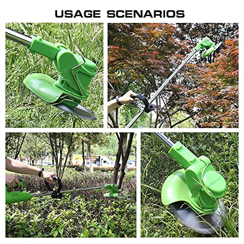 XH&XH Electric Cordless Brush Cutter Edger Electric Lawnmower 24V Pruning Garden Tools Weed Brush Cutter Kit for Weeding Flowering Trees, 2 Batte