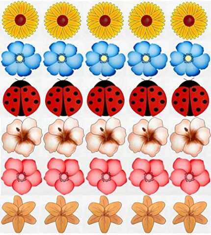 30PCS Window Fly Traps, Flies & Bug Window Fly Trap, Fly Trap Killer Stickers, Floral Pattern Design Sticky Fly Catcher for Indoor Houseflies Fly