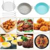 3Pcs Air Fryer Accessories, Air Fryer Liners, 7.8inch Reusable Silicone Air Fryer Liner with Stainless Steel Grilling Rack Double Basket Air Frye