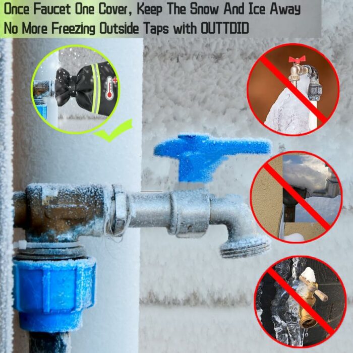 Outside Tap Cover for Winter, 2Pcs 25x18cm Tap Cosy Cover Thickened Outdoor Tap Cover with Reflective Strip, Jacket Insulated Protector from Free