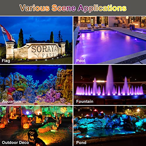 NATPOW Pond Lights, Mains Powered, RGB Underwater spot, Aquarium Lights with Remote Control, IP68 Waterproof, Multicoloured, Submersible, for Aqu