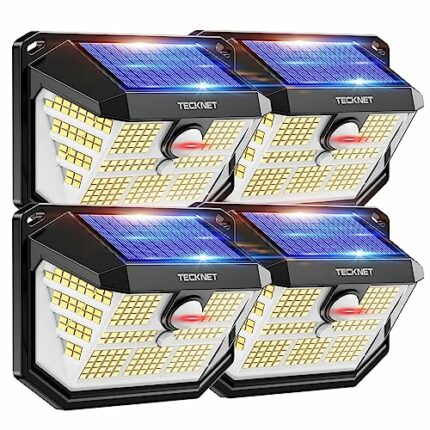 TECKNET Outdoor Solar Light 231 LED, 3 Modes Motion Sensor, Solar Powered Security Light 300° Wide Angle, IP65 Waterproof, Solar Wall Light for F