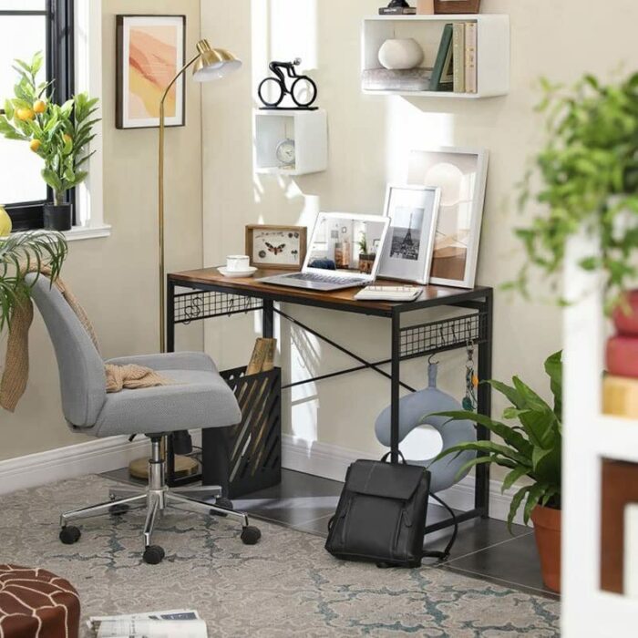 WALNUT 39" Folding Computer Desk Writing Desk with 8 Hooks for Home Office Laptop (Color : A)
