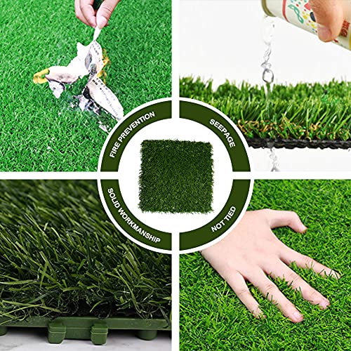 Kisbeibi 4pcs Artificial Grass Turf Lawn, 12''x12'' Outdoor Square Fake Grass Turf Patch Mat, Faux Grass Mat for Indoor and Outdoor Garden Lawn L