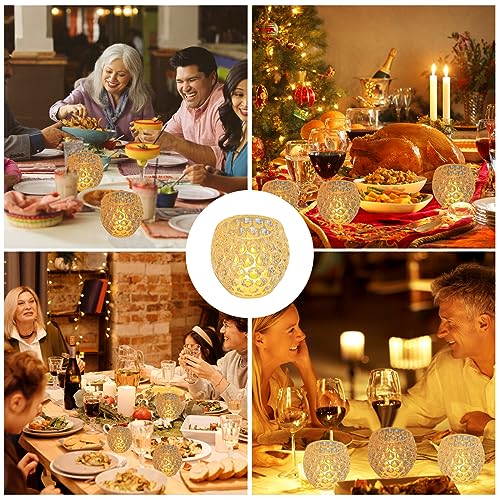 HIYAA LED Candles, 6 Pack Round Crystal Battery Operated Candles, Realistic Warm Light LED Flameless Candles for Wedding Party Christmas Hallowee