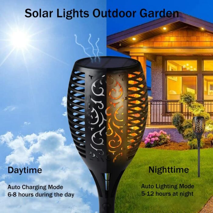 Solar Lights Outdoor, UvBang Solar Flickering Dancing Flame Lights 33 LEDs Waterproof Security Lights Landscape Lighting Dusk to Dawn Auto On/Off