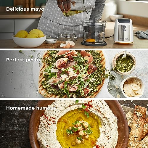 Kenwood Easy Chop Chopper, 0.5L Bowl, 2 Speeds, Quad Blade System, Anti-Slip Ring for Food Chopper Stability, 500W, CHP61.100WH, Dishwasher Safe,