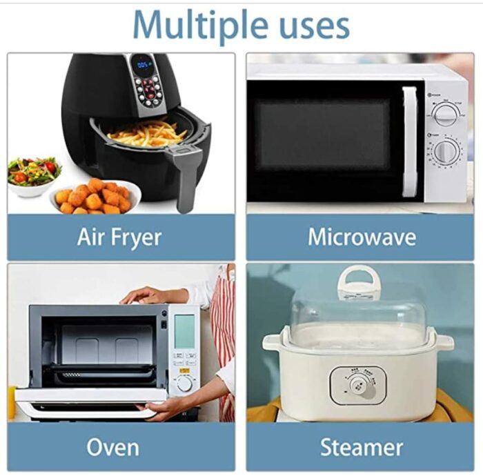 Air Fryer Silicon Liner, 8 INCH 2 Pack, Reusable Air Fryer Liners, Silicone Air Fry Liner (Grey Pot & Black Mat)