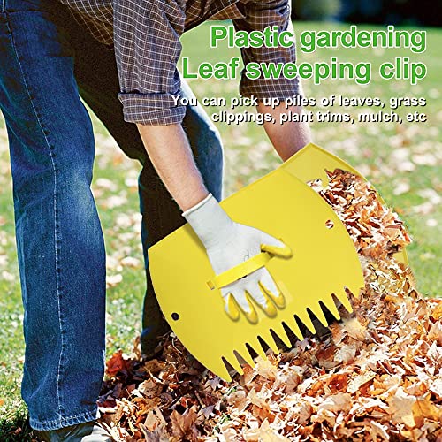 GardenHOME Garden and Yard Leaf Scoops Hand Rakes, Large Sized Leaf Grabbers, Leaf Collector,1 Pair Yellow