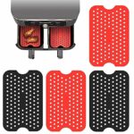 4 Pack Non-Stick Air Fryer Mats Perforated Mats, 7.7 Inch Air Fryer Liners Hot Pads, Air Fryer Pads Square Non-Stick Reusable Silicone Mats for T