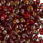 20 Grams (0,71 Ounces) am Czech Two-Hole Seed Beads SuperDuo 2.5x5mm Ruby Capri Gold AB