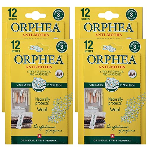 Orphea Anti Moth Strips - Floral Scented Moth Repellent for Wardrobes Drawers Shelves - Wardrobe Fresheners for Wool - Moth Paper Strips for Clot