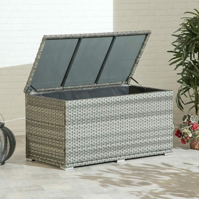 Snowtime Portofino Grey Outdoor Rattan Garden Storage Box