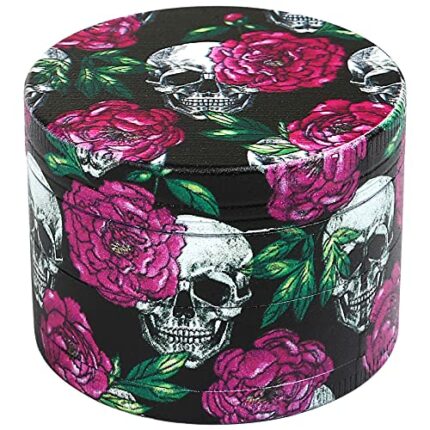 LIHAO 2 inch Grinder 4 Layer Zinc Alloy Spice Grinder - Rose & Skull