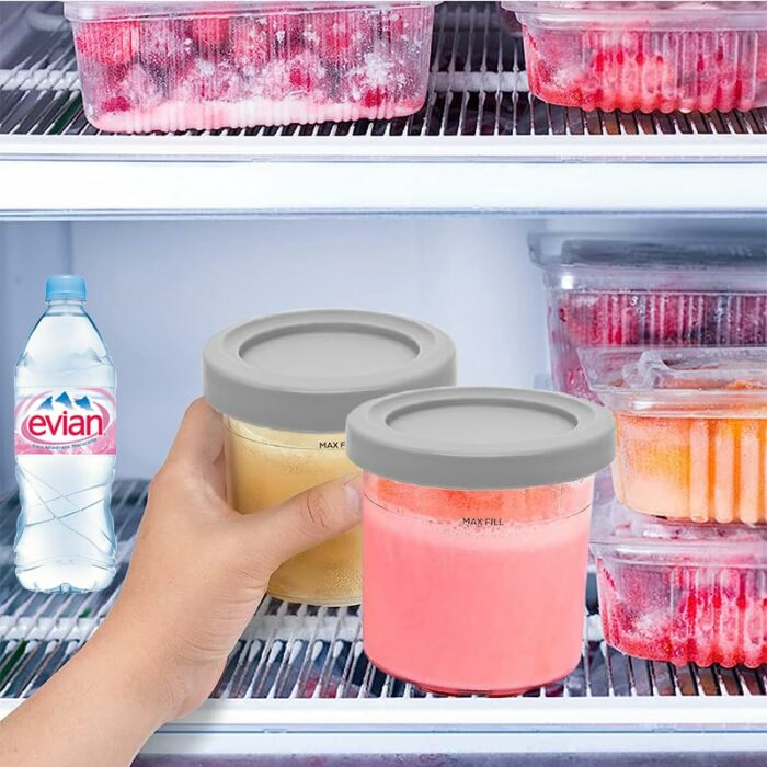 2 Pack Ice Cream Tubs Pints Containers with lids Compatible With Ninja CREAMi Ice Cream Maker & Frozen Dessert Maker NC300UK NC299AMZ NC301, Reus