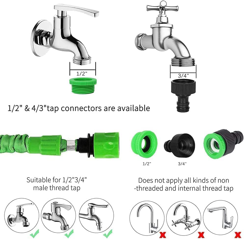 WESEN Expandable Garden Hose 25FT, 25ft/50ft/100ft/125ft/150ft/200ft Garden Water Hose Pipe, Hoses with Spray Nozzle Gun and 1/2"&3/4" Hose Conne