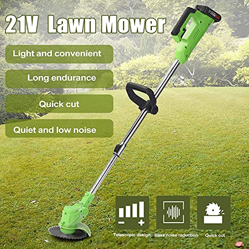 XH&XH Electric Cordless Brush Cutter Edger Electric Lawnmower 24V Pruning Garden Tools Weed Brush Cutter Kit for Weeding Flowering Trees, 2 Batte