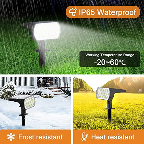 Flaow Solar Garden Lights, 52 LED Solar Spot Lights Outdoor, 6500K Cool White Solar Powered Garden Lights Waterproof, Dusk-to-Dawn, Solar Landsca