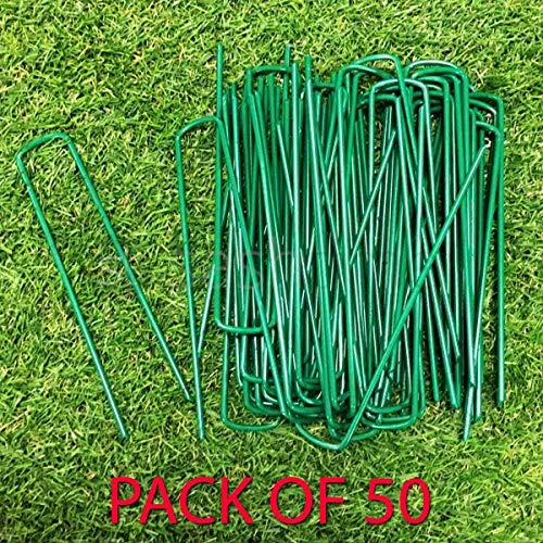 Pack of 50 Multipurpose Heavy Duty U Pins Grass Turf Steel Galvanised Metal Tent Pegs (Pack of 50)