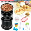13Pcs Air Fryer Accessories Set,6 Inch Deluxe Accessories Tower for Air Fryer,Including Pizza Pan, Cake Baking Tray, Grill, Recipe Book,Metal Bra