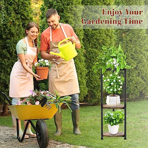 JC-Houser 3 Tier Tall Plant Stands Indoor, 35 Inch Metal Corner Plant Shelf, Modern Flower Pot Stand Holder Planter Display Rack for Living Room