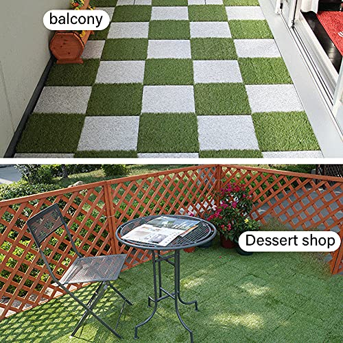 Kisbeibi 4pcs Artificial Grass Turf Lawn, 12''x12'' Outdoor Square Fake Grass Turf Patch Mat, Faux Grass Mat for Indoor and Outdoor Garden Lawn L